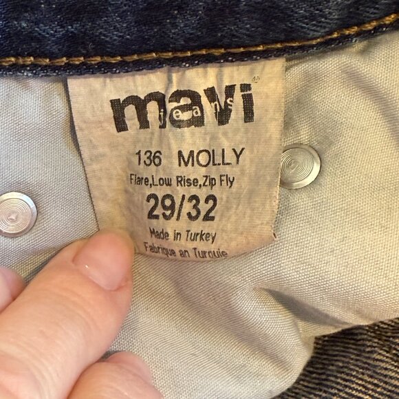Mavi Jean Y2K 136 Molly Flare Low Rise Zip Fly Rigid Boho Medium Wash Size 29 - Picture 4 of 13